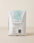 Rice packaging with a label on a beige background