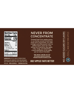Twin Star Orchards sparkling apple cider label showing nutrition facts, ingredients, and no added sugars or flavors; 170 calories per 12 fl oz can.